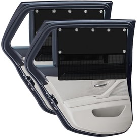 2 PCS Car Window Shades for Baby UV Protection,Half Blackout & Half See-Through Car Sun Shade Curtain for Rear Side Window,Universal Fit Most (95%) of Cars Windows Covers to Block Out Sun