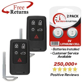 Extra-Partss 2 Remote Keyless Entry Car Key Fob Replacement For Volvo 5b (KR55WK49264)