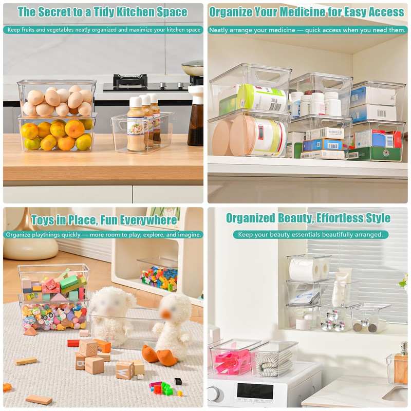 6 Pack Small Clear Storage Bins with Lids, Acrylic Arts