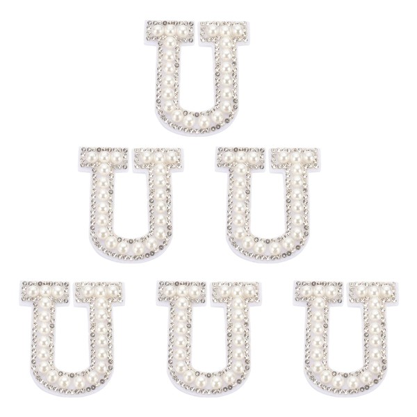 PATIKIL Rhinestone Letters Patches, 6 Pcs Initial Letter U Self-Adhesive