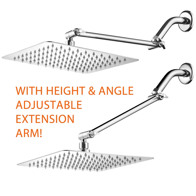 HotelSpa Giant 10" Stainless Steel Rainfall Square Showerhead with Solid