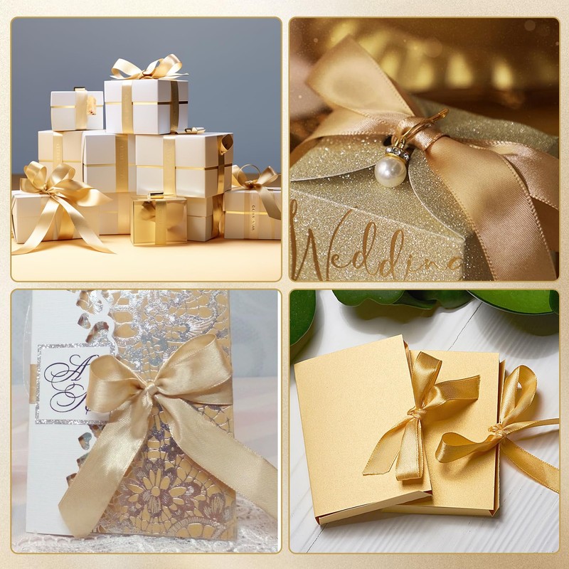 15mm X 22 Meters Gold Ribbon for Gift Wrapping,Single Sided