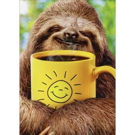 Avanti Press Sloth Holding Yellow Coffee Cup Funny/Humorous Thinking of You Card