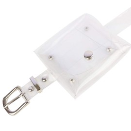 WHITE FANG BT253 Women's Waist Bag, Pouch, Leather, Belt, Enamel, Removable, Cute,, 02: Clear