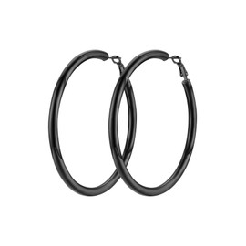 PIYIZ Large Hoop Earrings 80mm Stainless Steel Black Metal Plated Hip Hop Hoop Earrings Extra Big Round Hoop Earrings for Women