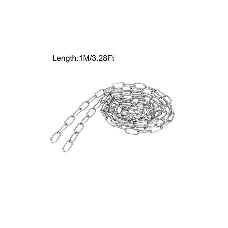 sourcing map Stainless Steel 304 Hardened Proof Coil Chain 1m