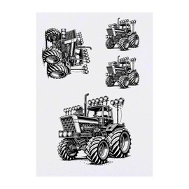 4 x 'Monster Truck Tractor' Temporary Tattoos - Water Resistant, Skin-Safe, Non-Toxic Transfers, Mixed Sizes (TO00083296)