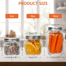 Cehomi Small Glass Mason Jars with Lids - 4 oz Vintage Canning Jars, Pickling Jars for Jelly, Jam, Honey, Pickles, Spice, Essential Preserver for Home Storage and Gifting 8 Pack