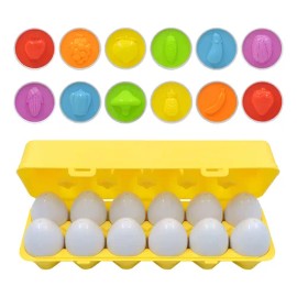 Huevos Didácticos De Color Y Forma 12 Piezas Montessori                                                                                               