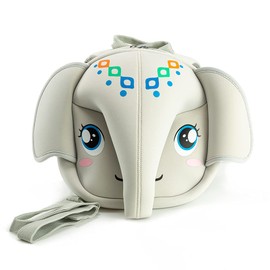 KIDDIETOTES Elephant Plush Softcase Backpack for Kids, Toddlers, and Children - Perfect for Daycare, Preschool, Kindergarten, and Elementary School (Gray)