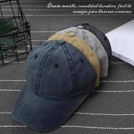 NUHEXRY 4pcs Gorras para Hombre y Mujer,100% Algodón Ajustable,Gorras Ajustables,Gorra Retro Lavadas de Correr,Cachuchas para Hombre de Deportiva,Intemperie（Negro+ Azul Marino+Caqui+Gris Claro）