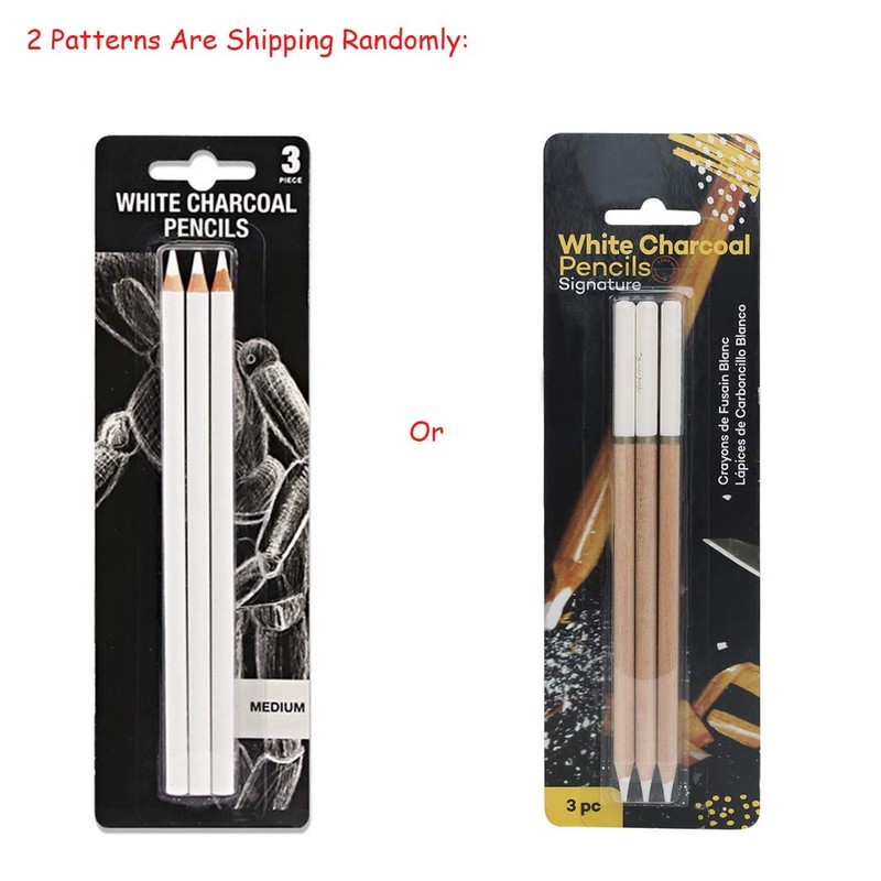 BXT 3pcs White Charcoal Pencils for Highlight,Drawing
