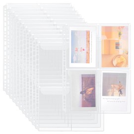 UNICRAFTALE Pack of 12 A4 Transparent Postcard Sleeves Transparent Pockets Brochure Sleeves 4 Compartments Photo Page Protection for A4 Ring Binder Postcard Sleeves Transparent Refill Pages Photo