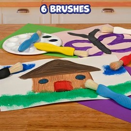 Ready 2 Learn - Pinceles de Pintura con Agarre Triangular – Juego de 6 – 1 tamaño – 18 m+ – Pinceles fáciles de agarrar para niños de 2, 3 y 4 años – Fomentar el Agarre de Escritura