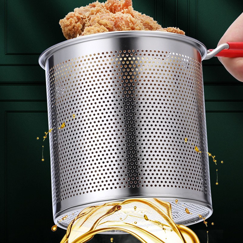 Stainless Steel Deep Fryer Pan Durable Portable Mini Long Handle