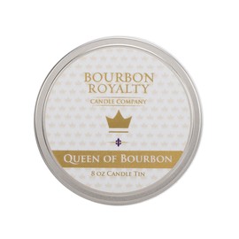 Bourbon Royalty Round Silver Tone Medium 8 Ounce Silver Tin Scented Votive Jar Candle for Home, Office or Travel, Queen of Bourbon, BRY-QB-8T