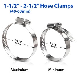 Hose Clamp, 10 Pieces 2.5 Inch Stainless Steel Hose Clamps for 1 1/2 Inch to 2 1/2 Inch Hose Pipe Large Adjustable Worm Gear Hose Clamp Assortment Kit for Automotive Radiator Fuel Line Mechanical