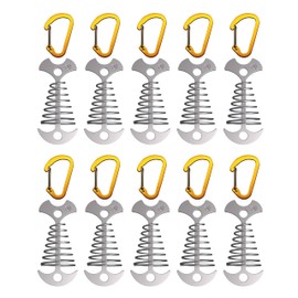 NACETURE Wood Deck Pegs, Flexible Metal Fittings, For Camping Tents, Pegs, Anchors, Carabiners, Spring Set, Aluminum, Universal Fittings, Set of 10 (10 Pieces)