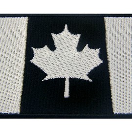 Tactical Canada Flag Embroidered Patch Canadian Maple Leaf Iron On Sew On National Emblem, White & Black