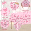Homanu 3 Pack Pink Birthday Bow Party Decorations Tablecloths, Large