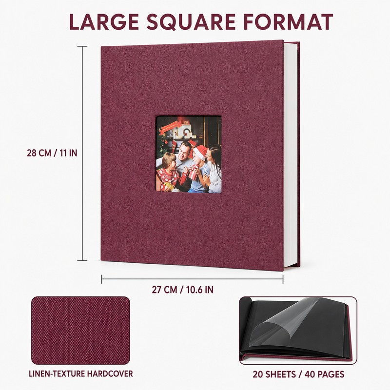 Self-Adhesive Photo Album 20 Sheets 40 Pages for Family and