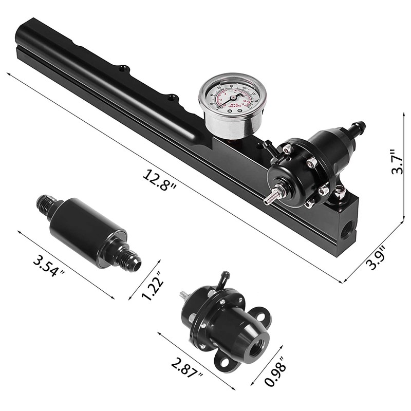 High-Flow Fuel Rail Kit with Pressure Regulator Gauge for Honda