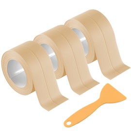 3 Rolls Caulk Tape Waterproof Sealing Self Adhesive, Caulking Sealant Strip for Bathroom Toilet Kitchen with Sealing Tool