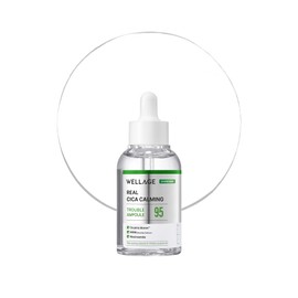WELLAGE Real Cica Calming Trouble Ampoule - Korean Skincare Soothing Serum, Madecassoside Centella Asiatica Panthenol Niacinamide, Relief Redness, Sebum Control, Improves Blemishes, 1.69 fl.oz.