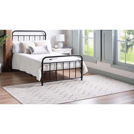 Unique Loom Marilyn Monroe Glam Collection Textured Geometric Trellis Area Rug, 8 x 10 Feet, White/Silver