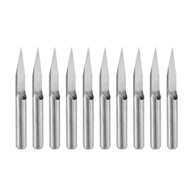 sourcing map Wood Engraving Bit Solid Carbide 3.175mm 1/8" Shank, 30 Degree 0.2mm Tip CNC Router Tool for Acrylic PVC MDF PCB Wood Carving, 10pcs