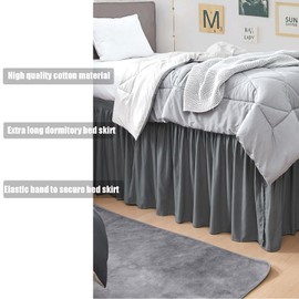 Dorm Bed Skirt,Ruffled College Dorm Long Sized Bed Skirt Twin-XL, Dorm Room Essentials, Not Sheer, for lofted Dorm Bed Hides The Underneath of The Bed (White, Twin-XL/32 Drop)