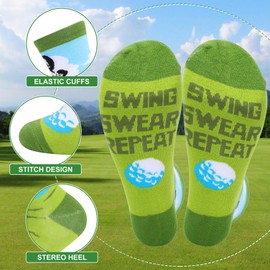 Risipu 4 Pairs Funny Golf Socks for Men Cotton Novelty Funky Crew Socks Gifts Golf Gadgets Accessories for Teens Boys Dad Grandad Golfers