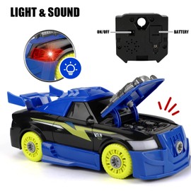 GILOBABY Kids Take Apart Toys Racing Car, 2 IN 1 Construction Tool Build Your Own Car Toy with Light & Sound, 26Pcs Preschool Toy with Electric Drill, 3D Car Toy for Girls Boys, Toys for Gift Age 3-6