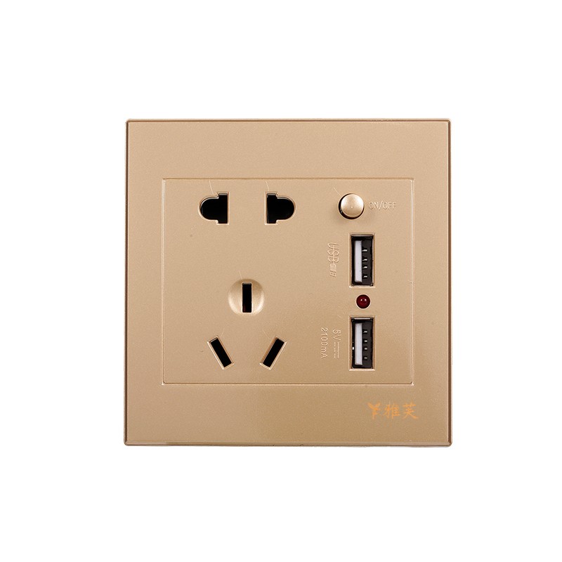 Electric Outlet with 2 Sockets and 2 USB Ports Wall