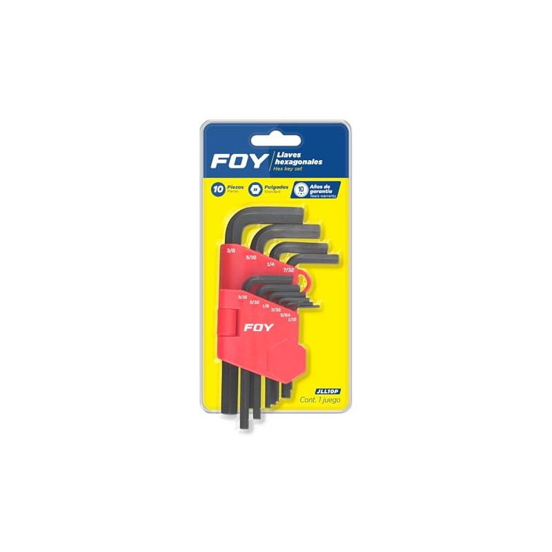 Foy JLL10P Juego de llaves hexagonales tipo "L", en pulgadas,
