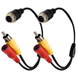 tunghey 2Pack RCA+AV to M12 4 Pin Monitor Cable，4 Pin Male to RCA Male Adapter+DC Female Connector Monitor/Camera Adapter for Cord for Car Camera 35CM (RCA Male dc Female)