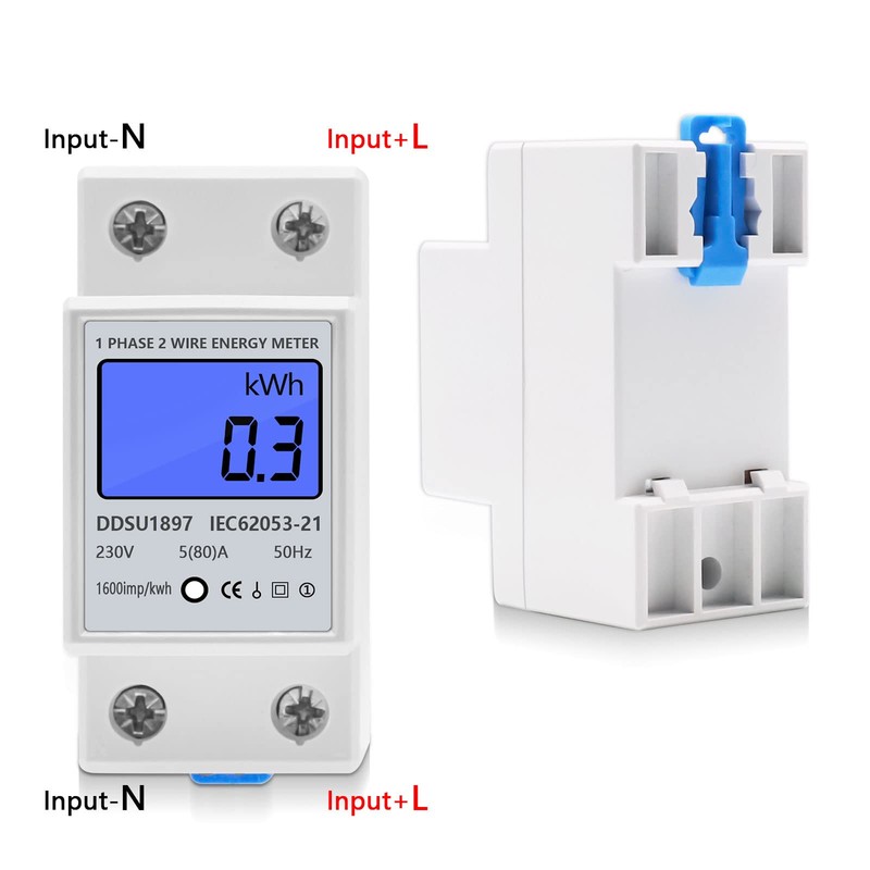 DIFCUL Electricity meter, DIN rail, AC meter 1 phase, electricity