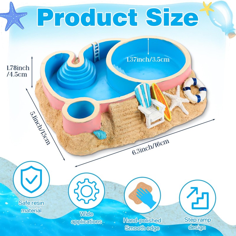 Gerrii Hermit Crab Water Bowl with Climbing Ramp, 2 Compartments,
