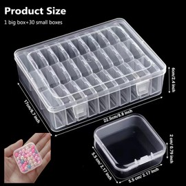 30 Pcs Bead Organizer Box,Clear Small Plastic Containers with Hinged Lids,Mini Bead Storage Containers for Bracelet Making, DIY Jewelry Craft, Earring,Hardware and Nail