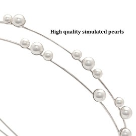 COCORIBBON Bubbly Pearls Double Silver Metal Thin Tiaras Women Wedding Quality Fashion Headbands