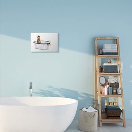 Stupell Industries Meerkat Bubble Bath Vintage White Tin Tub, Design by Jennifer Redstreake Wall Plaque, 10 x 15