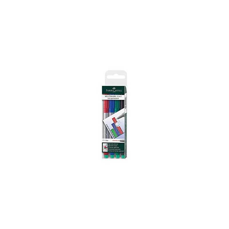 Faber-Castell F151404 Faber Fine Multimark Water sol (Pack of 4)