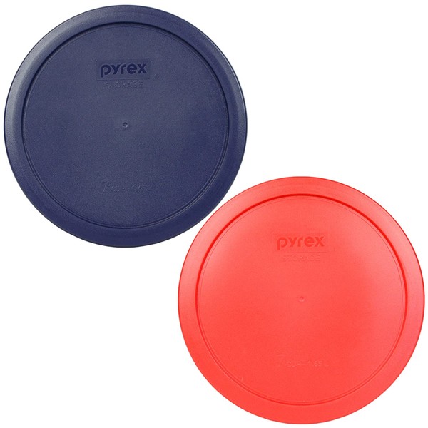 Pyrex 7402-PC 6-7 Cup (1) Blue 1113811 & (1) Red 1113808 Lid (2-Pack)
