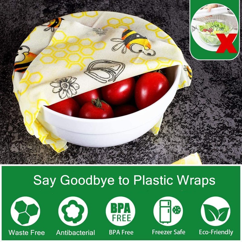 Beeswax Food Wrap, Reusable Wrapping Paper, Washable Bowl Covers, Food