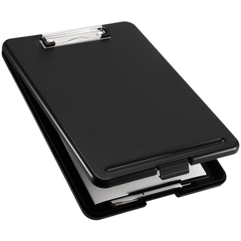 ZEONHAK 2 Pack A4 Plastic Clipboard Storage Box, Black Compact