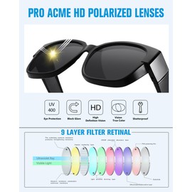 Pro Acme Polarized Driving Men Sunglasses,Oversized Square Sports Sunglasses Shades for Men Women Wrap Around UV Pretection(Black|Black)