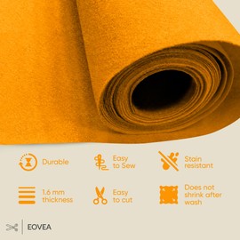 EOVEA - Acrylic Felt Fabric by The Yard-72"" Inch Wide -1.6mm Thick Felt Fabric | Non-Stiff Soft Craft Felt Supplies for DIY Arts & Craft, Sewing, Patchwork, Cushion & Padding(Antique Gold, 2 Yards)