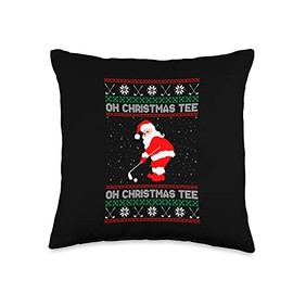 Funny Golfing Christmas Tree Christmas Golf Ball Golfer Throw Pillow