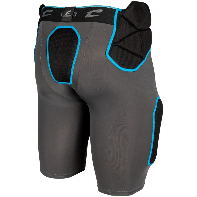 Champro Tri-Flex 5-Pad Integrated Girdle, Adult 2X-Large, Grey, Black Pads