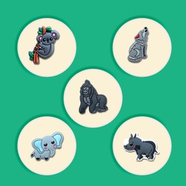 BFWRGUO 27Pcs Jungle Animal Shoe Charms, Cute Animals Charms Pack for Shoe Decoration